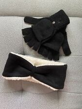 Bearpaw Negro Sherpa Forrado Diadema y Guantes Convertibles a Mitones Conjunto segunda mano  Embacar hacia Argentina