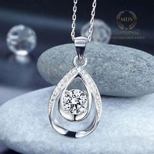 Pingente de casamento de moissanita gota de lágrima ouro branco 14k sólido corte redondo 1,50 quilates comprar usado  Enviando para Brazil