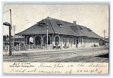 Cartão postal antigo 1906 Union Depot Train Station Wagon Lansing Michigan MI comprar usado  Enviando para Brazil