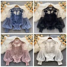 Camisa de malha feminina 2025 floral manga comprida blusa pura elegante blusas de festa comprar usado  Enviando para Brazil