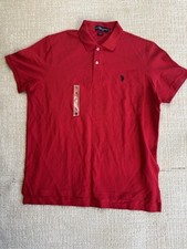 Camisa polo masculina clássica EUA Assn tamanho XL cor vermelha manga curta colarinho comprar usado  Enviando para Brazil