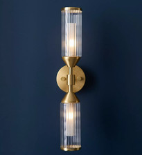Luz de pared John Lewis Bay Lighting Ayden vidrio acanalado dorado 2 brazos PVP £89 CAJA ABIERTA segunda mano  Embacar hacia Mexico