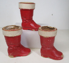 3 recipientes vintage de doces de Natal Red Mache Santa Boot, usado comprar usado  Enviando para Brazil