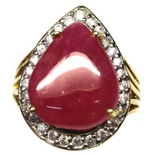 Usado, Prata esterlina 925 15 x 17 mm. Anel de joias de rubi vermelho e zircão tamanho 7,75 comprar usado  Enviando para Brazil