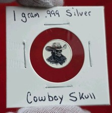 Caveira de cowboy 💀 - 1 grama .999 barras de prata fina coloridas mini barra moeda redonda comprar usado  Enviando para Brazil