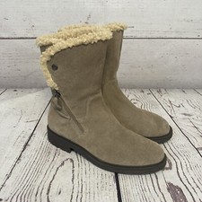 Botas Clarks femininas 9,5M opala zíper camurça meia panturrilha pele sintética forrada botinha bege comprar usado  Enviando para Brazil