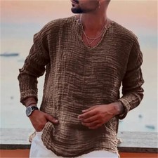 Camiseta informal de manga larga clásica ajustada con cuello en V para hombre segunda mano  Embacar hacia Mexico