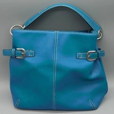 Bolsa de ombro Tommy Hilfiger bolsa de mão couro azul-petróleo fivela 9,5"×12" comprar usado  Enviando para Brazil
