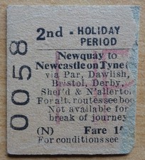 Railway ticket newquay for sale  MARKET DRAYTON