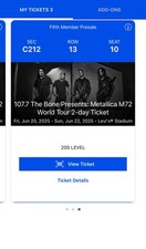 Metallica m72 tour for sale  Long Beach