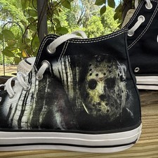 Usado, Tênis personalizado Jason Voorhees Horror-Sexta-feira 13 Converse High Tops-Tamanho 13 comprar usado  Enviando para Brazil