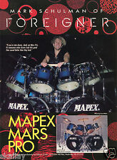 1993 anúncio impresso do kit de bateria Mapex Mars Pro com Mark Schulman of Foreigner comprar usado  Enviando para Brazil