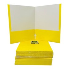 48 pastas linha C amarelo 2 pastas de bolso papel laminado carta tamanho 3 furos, usado comprar usado  Enviando para Brazil