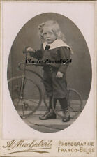 Usado, FOTO ANTIGA VITORIANA TRICICLO MENINO LOIRO E BICICLETA CDV BELGA #B3857 comprar usado  Enviando para Brazil