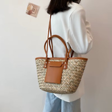 Bolsa de palha feminina grande verão bolsa de praia bolsa tote de tecido bolsa de ombro de vime comprar usado  Enviando para Brazil