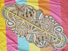 Corredor de mesa com concha frisada 15"x34" casa de praia, sala de jantar à beira-mar comprar usado  Enviando para Brazil