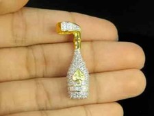 Pingente redondo em forma de garrafa de moissanita real 2 quilates folheado a ouro amarelo 14K prata comprar usado  Enviando para Brazil