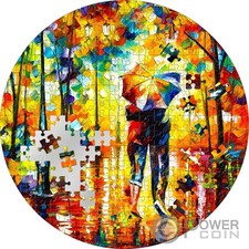PARA POD JEDNYM PARASOLEM Afremov Micropuzzle 3 uncje Srebrna moneta 20$ Palau 2022, używany na sprzedaż  Wysyłka do Poland