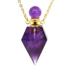 Pingente de frasco de perfume de pedra natural ametista quartzo cristal facetado colar comprar usado  Enviando para Brazil