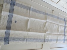 Toalha antiga de linho tecida à mão Germanlinen listras azuis monograma Tablerunne comprar usado  Enviando para Brazil