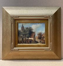 Pintura a óleo vintage em tela estatuetas de cena da cidade velha emolduradas 20,5”x18,5”x2” comprar usado  Enviando para Brazil