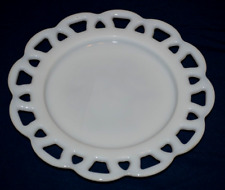 Placa de vidro leitoso Hazel Atlas renda aberta borda recortada 8 1/4" almoço branco vintage comprar usado  Enviando para Brazil