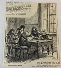 Gravura em revista 1885 ~ DESENHO DE MENINAS NA MESA comprar usado  Enviando para Brazil