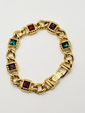 VINTAGE SWAROVSKI S.A.L. PULSEIRA DE TÊNIS Cristais de Vidro Roxo Azul Vermelho 8 polegadas, usado comprar usado  Enviando para Brazil