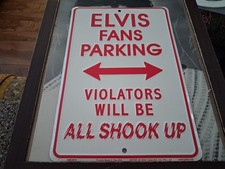 ELVIS TIN PLATE SIGN " ELVIS FANS PARKING" TEN INCH BY SIX INCH APPROX  comprar usado  Enviando para Brazil