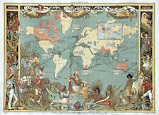 MP11 Vintage Antigo 1886 Império Britânico Mapa do Mundo Pôster Reimpressão A1 A2 A3 comprar usado  Enviando para Brazil