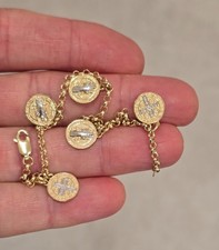 Pulseira de proteção corrente 14k 2 tons San Benito Saint Benedict Rolo corrente 2,9 mm, usado comprar usado  Enviando para Brazil