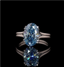 Anel de noivado solitário moissanita azul escuro redondo prata esterlina 925 10x7 mm comprar usado  Enviando para Brazil