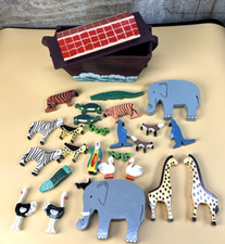 Usado, Vintage Arca de Noé Zebra Elefante Tigre Canguru Patos Barco de Madeira Conjunto Animal comprar usado  Enviando para Brazil