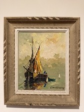 Gemälde boat hafen gebraucht kaufen  Berlin