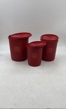 Colcha de tulipa vermelha vintage Tupperware retrô frasco de armazenamento conjunto lote de 3 comprar usado Colcha de tulipa vermelha vintage Tupperware retrô frasco de armazenamento conjunto lote de 3 comprar usado  Enviando para Brazil