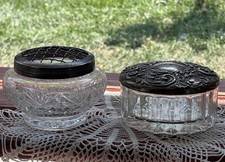 Usado, Conjunto vintage de 2 potes antigos de prata esterlina e cristal cortado comprar usado  Enviando para Brazil