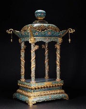 27" esmalte cloisonne bronze real ouro 24K nicho de coluna de dragão para estátua de Buda comprar usado  Enviando para Brazil