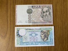 LOTTO 2 BANCONOTE LIRE 1000 MARCO POLO LIRE 500 MERCURIO comprar usado  Enviando para Brazil