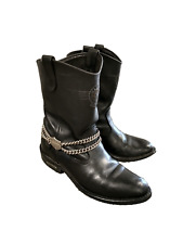 Botas de motociclista vintage Harley Davidson masculinas de couro preto alça de corrente única EUA 9W comprar usado  Enviando para Brazil