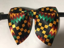 NOVA gravata borboleta masculina feita à mão cetim estampa africana Kente tamanho grande preta/verde/laranja, usado comprar usado  Enviando para Brazil