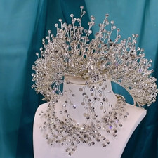 Corona de boda joyería para el cabello barroco estrás diademas princesa accesorios segunda mano  Embacar hacia Mexico