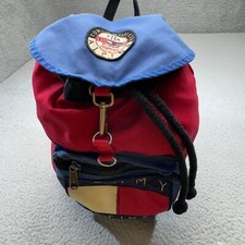 Mochila vintage Tommy Hilfiger vermelha azul anos 90 olímpica alpina patch lona cinch comprar usado  Enviando para Brazil