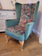 Velvet wing chair for sale  DONCASTER