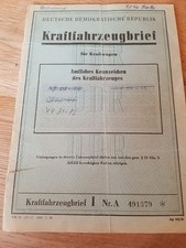 Ddr kraftfahrzeugbrief fahrzeu gebraucht kaufen  Bogel, Mieheln, Weyer