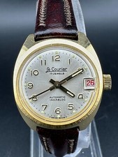 Vintage Le Courier Relógio Automático Feminino Banhado a Ouro Data 24mm, usado comprar usado  Enviando para Brazil