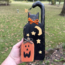 Usado, Decoração de mesa de madeira abóbora laranja gato preto Halloween lua e estrelas comprar usado  Enviando para Brazil