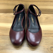 Usado, Tira de tornozelo feminina plataforma Jil Sander 8 8.5 UE 38.5 couro borgonha comprar usado  Enviando para Brazil