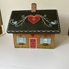 Caixa de madeira pintada à mão para receitas/armazenamento para casa comprar usado  Enviando para Brazil