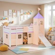 Łóżko piętrowe 90x200 Łóżeczko dziecięce ze zjeżdżalnią Wieża Łóżko Dzieci Zasłona Fioletowa Homestyle4u na sprzedaż  Wysyłka do Poland