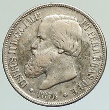 Moeda brasileira antiga de prata 1000 Reis 1876 BRASIL com King Dom Pedro II i112089, usado comprar usado  Enviando para Brazil